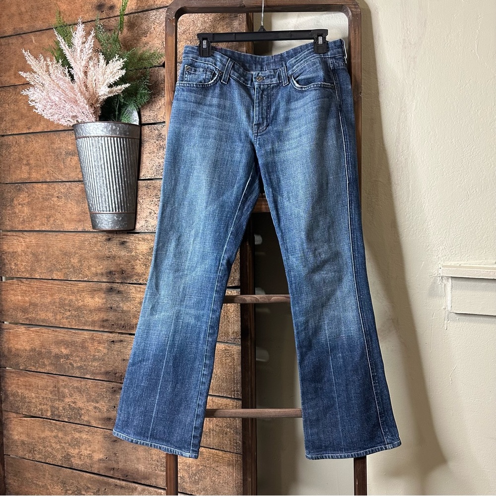 7 For All Mankind Jeans Womens 29 Blue Bootcut Denim "A" Pocket Stretch